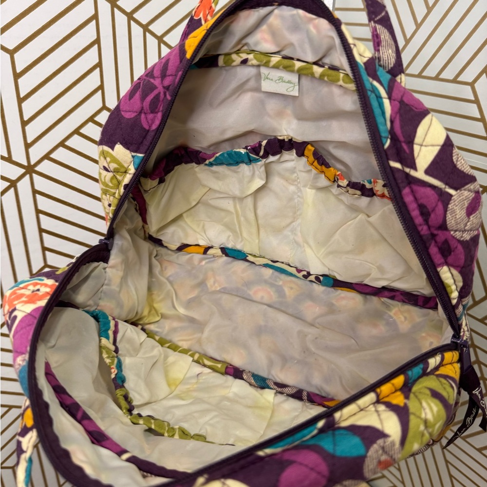 Vera Bradley Quilted Travel Cosmetic Case in Purple, Green, Teal, Yellow, Orange - Picture 4 of 8